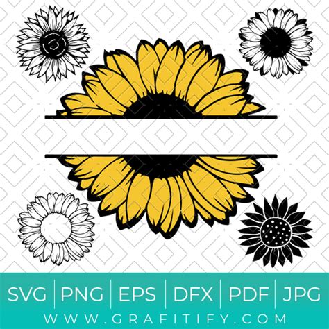 Sunflower Split Monogram Svg Free Cute Svg Cut File Free For Cricut