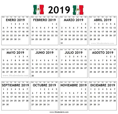 Calendario 2019 Mexico Con Dias Festivos Para Imprimir Mas Recientes Images
