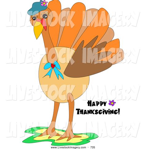 Clip Art Of A Cute Brown And Orange Turkey Bird Wearing A