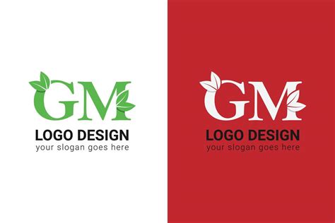 Ecology Gm Letters Logo With Green Leaf Gm Letters Eco Logo With Leaf