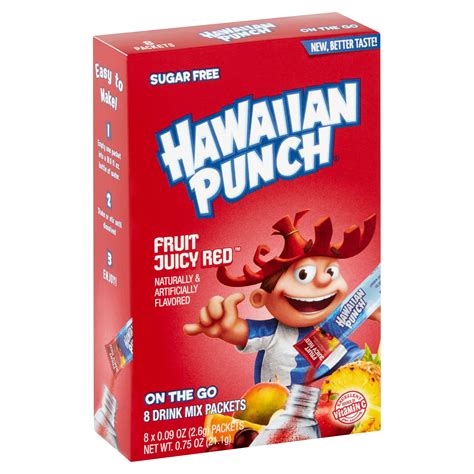 Hawaiian Punch Fruit Juicy Red On The Go Drink Mix Packets 0 09 Oz 8 Count