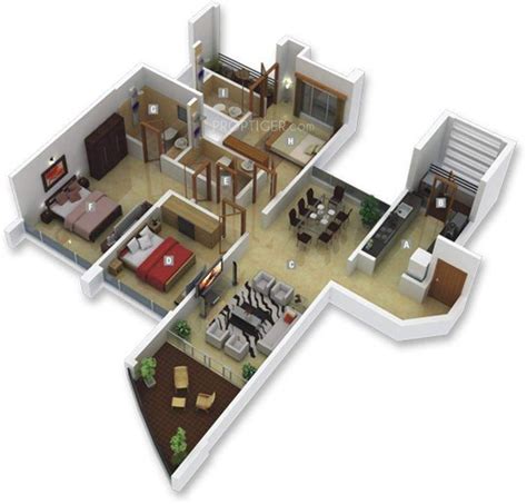 3 Bedroom L Shaped House Plans 3d In The Below Collection Youll