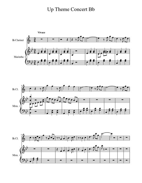 Up Theme Concert Bb Sheet Music For Clarinet Other Solo