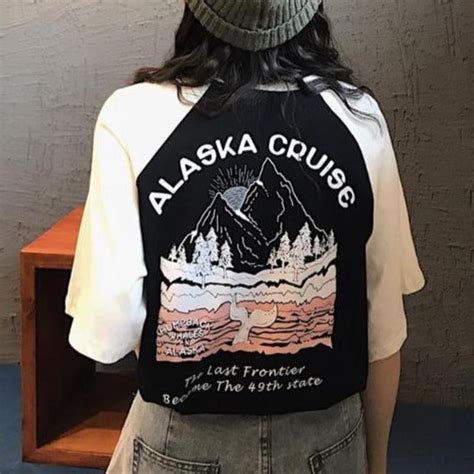 Itgirl Shop Alaska Cruise Print Aesthetic Oversized T Shirt