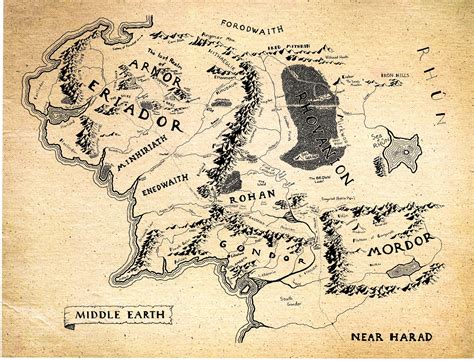 Lord Of The Rings Map Middle Earth Map Tolkien Middle Earth Middle
