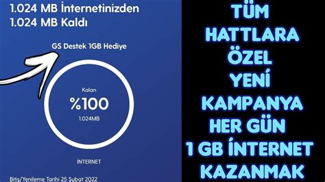 BEDAVA İNTERNET TÜM HATLARDA YENİ KAMPANYA 3 GB İNTERNET KAZANMA YouTube