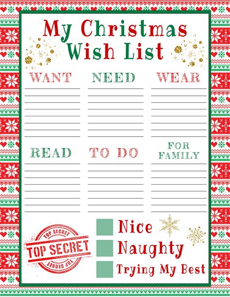 Christmas Wish List Printable Template For Kids Editable Etsy Uk