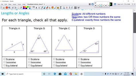Classifying Scalene Isosceles And Equilateral Triangles By Side Lengths Or Angles Youtube