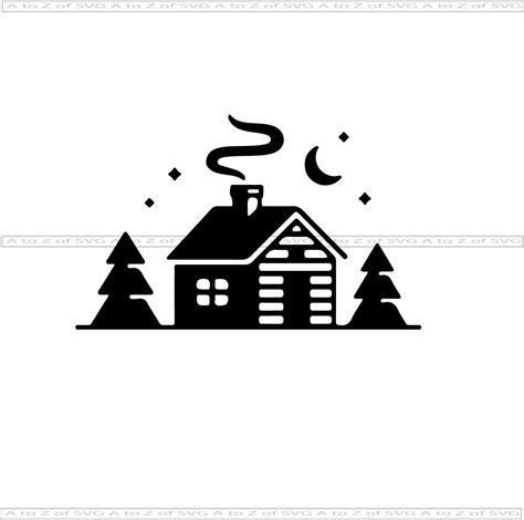 Winter Cabin And Tree Silhouette 7 Svg Design Logo Dxf Png Etsy