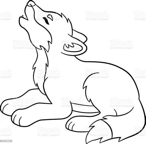 Patterned head of the wolf. Coloring Pages Little Cute Baby Wolf Howls Stock ...