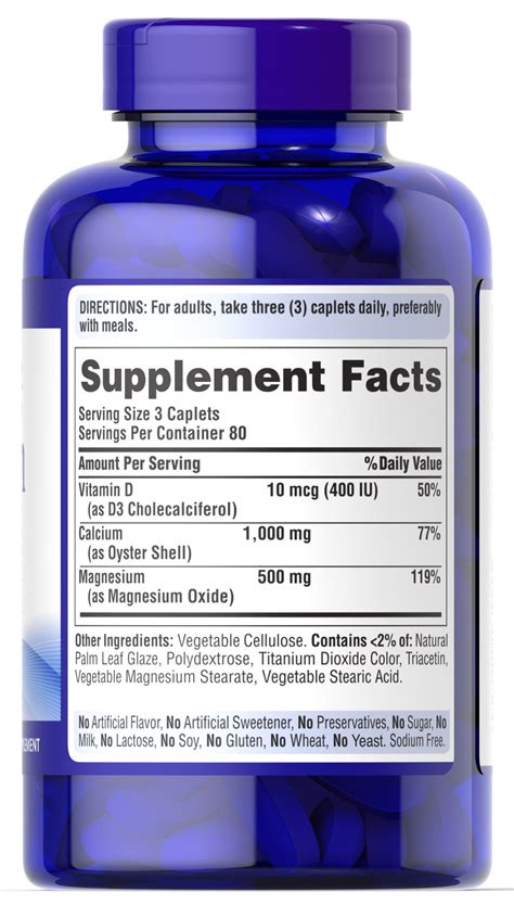 As a reminder, discuss the supplements and medications that you. Calcium Magnesium with Vitamin D 240 Caplets | Calcium ...
