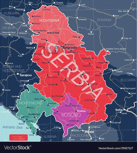 Serbia Kosovo And Montenegro Detailed Editable Map