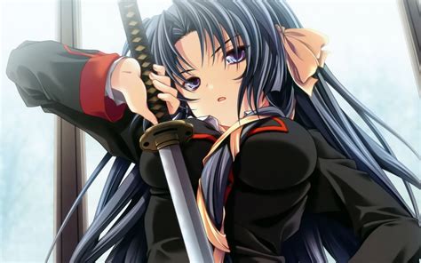 Online Crop Female Anime Character Holding A Sword Hd Wallpaper