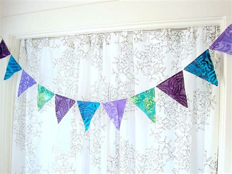 Batik Fabric Banner Colorful Party Bunting Purple Blue Green