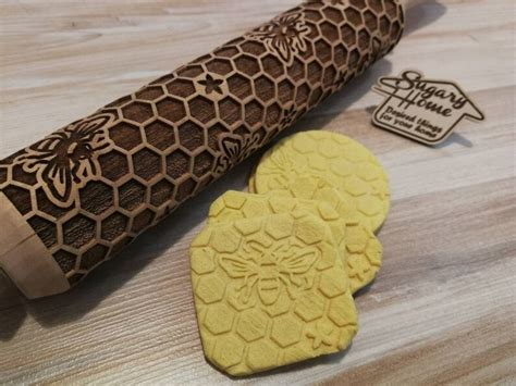 Rolling Pin Bее Flowers Honeycombs Handmade Wooden Rolling Etsy