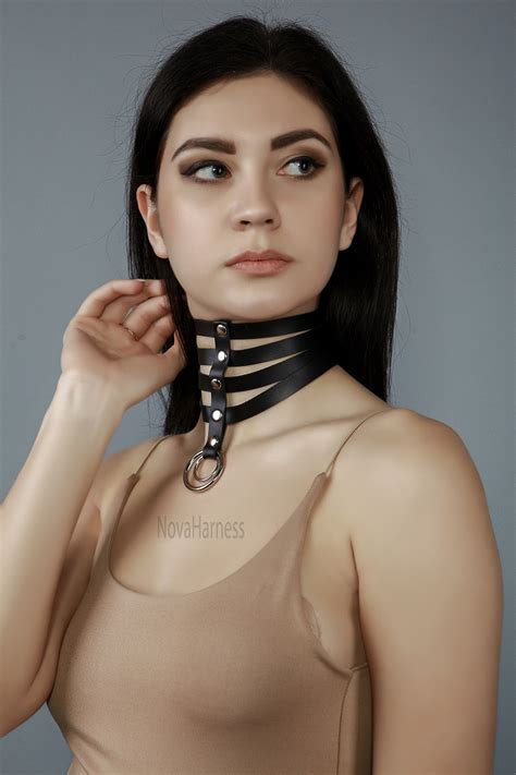 Posture Collar Studded Leather Choker Ring Choker Vegan Etsy Uk