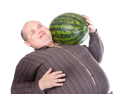 Obese Man Carrying A Watermelon Fresh Buttons Rotund Studio Fat Png