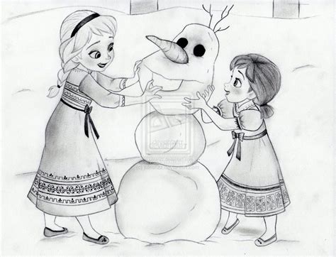 Elsa And Anna Make Olaf By Julesrizz On Deviantart Olaf Drawing