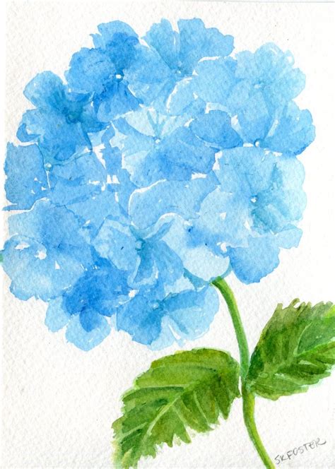 Blue Hydrangeas Original Watercolor Painting Flower Painting Etsy