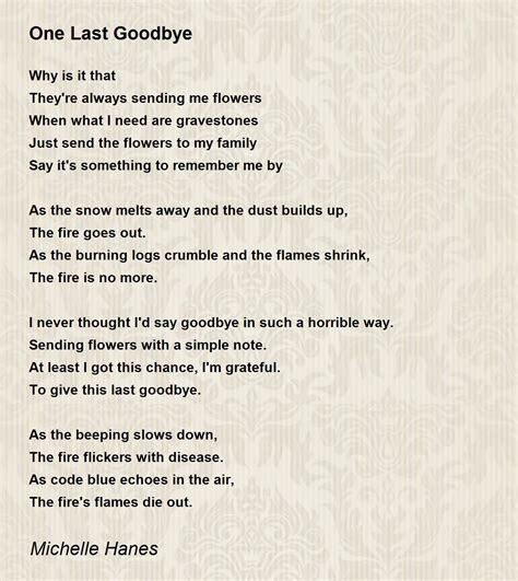 One Last Goodbye One Last Goodbye Poem By Michelle Hanes