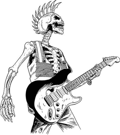 Punk Rock Skull Skeleton Rock And Roll Hard Rock Thrash Heavy