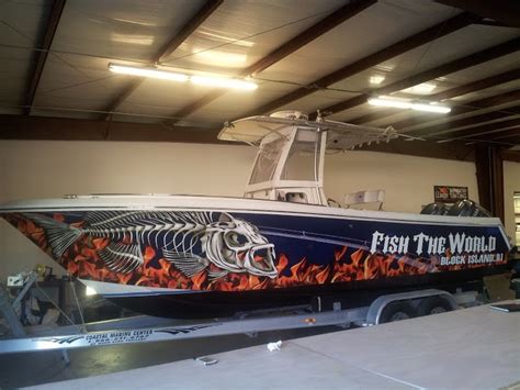 Fish The World Boat Wrap By Center Console