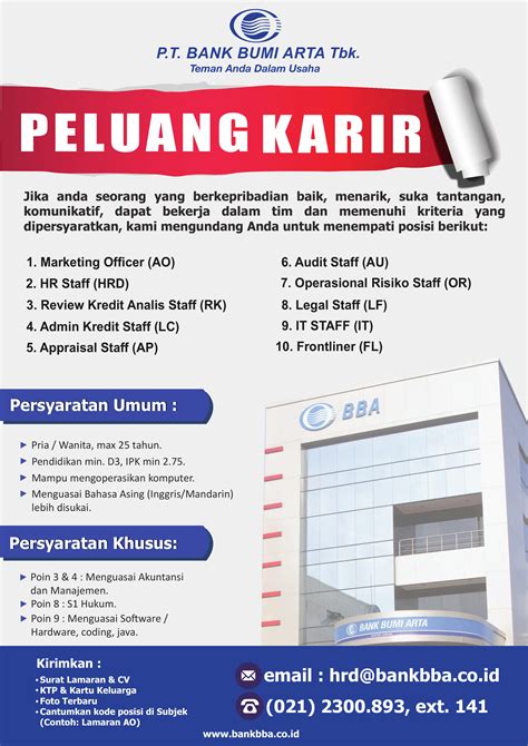 Lowongan Kerja PT. Bank Bumi Arta - Universitas Esa Unggul