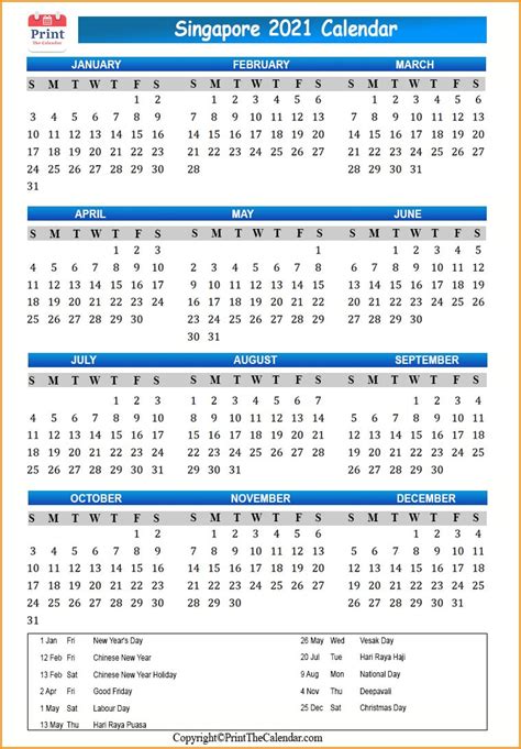 2021 Holiday Calendar Singapore Singapore 2021 Holidays