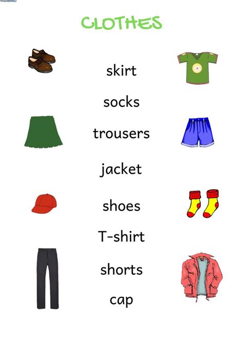 clothes clothing worksheet learning english  kids english