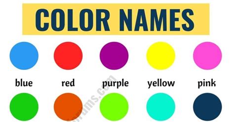 Color Names List Of Colors In English With The Picture Esl Forums