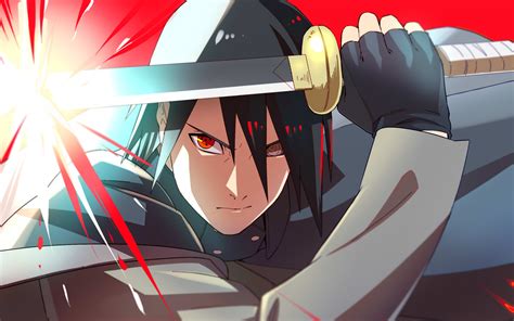 Télécharger fonds d écran Sasuke Uchiha avec l épée les yeux rouges le clan uchiha