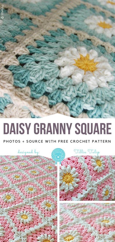 Daisy Granny Square Free Crochet Pattern Crochet Square Patterns