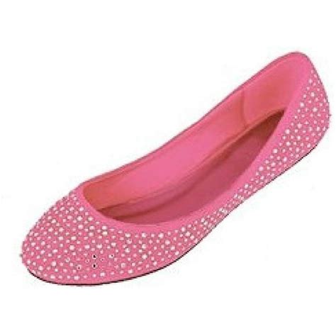 Shoes8teen Womens Faux Suede Rhinestone Ballerina Ballet Flats Shoes 5 Colors 9 10 4021 Pink