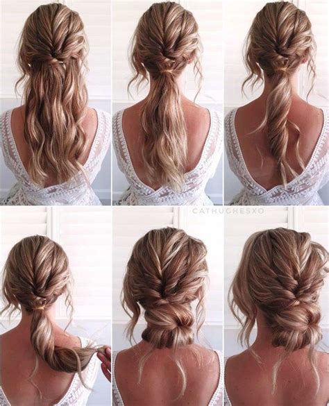 The Steps To Make A Fishtail Braid Into A Low Pony Tail Hairstyle For