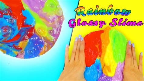 Rainbow Slime Diy Fluffy Glossy Slime Colorful Slime Recipe Youtube