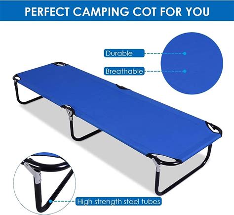 Gymax Blue Folding Camping Bed Outdoor Military Cot Sleeping Ph