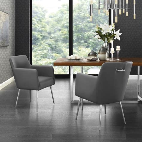 Grey Chrome Pu Leather Inspired Home Dining Chairs Dc91 01gr2 Hd 31 600 