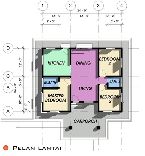 Contoh Plan Rumah 3 Bilik