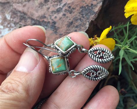 Vintage 925 Silver And Turquoise Dangle Earrings From Thailand