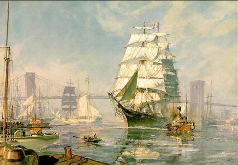 New York Harbor 19th Century Marine Art Maritime Painting Old