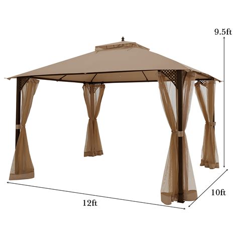 Costway 12x10 Outdoor Patio Gazebo Canopy Double Top Sidewalls