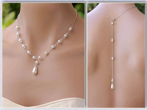 Backdrop Necklacepearl Back Drop Necklace Pearl Bridal Etsy Pearl