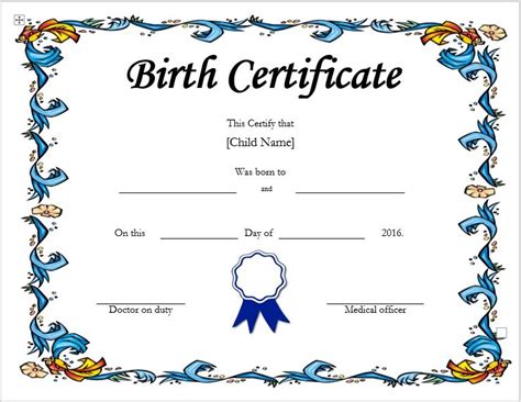 Birth Certificate Templates My Word Templates