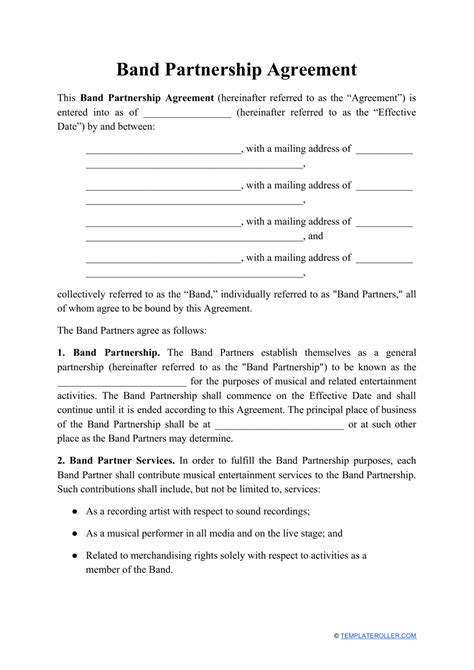 Band Partnership Agreement Template Fill Out Sign Online And