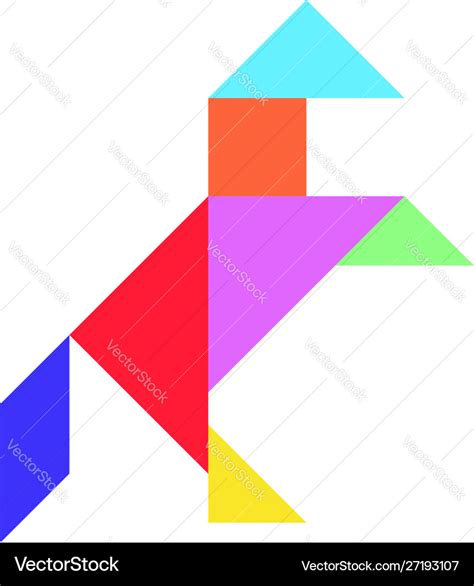 Tangram Puzzle In Horse Shape On White Background Vector Image
