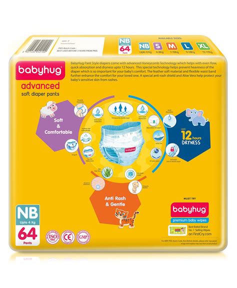 Buy Babyhug Advanced Pant Style Diaper Nb 64 Pieces And 2 Pack Of