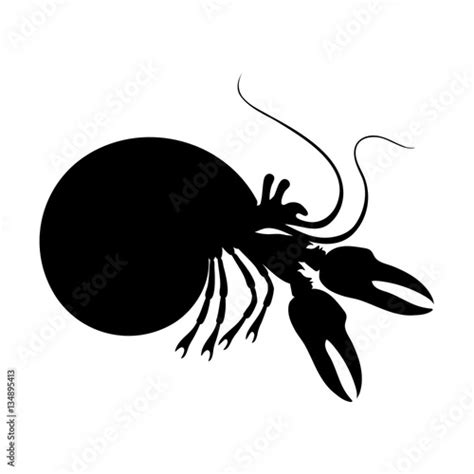 Vecteur Stock Silhouettes Of Hermit Crab Sea Animals Isolated Black