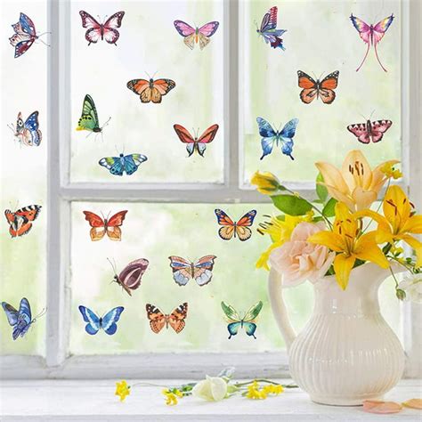 25pcs Colorful Butterfly Window Clings Double Sided Anti Collision