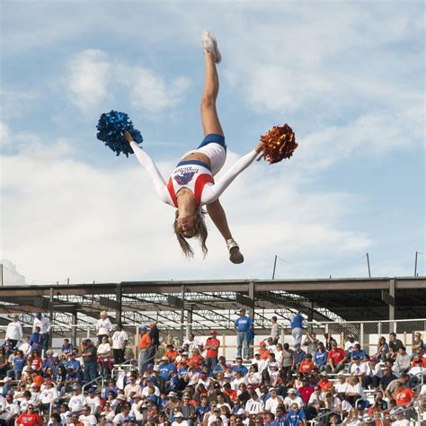 Amazing Boise State Cheerleader Action Shot Cheerleading Stunt