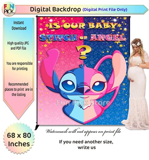 Gender Reveal Backdrop Stitch And Angel Backdrop Stitch And Etsy